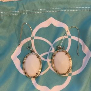 White drop earrings. Kendra Scott